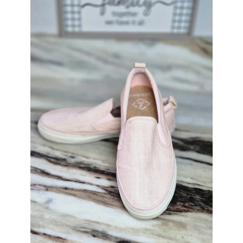 Sperry Crest Light Pink Slip On Sneakers  Womens 7 Comfort Beach Coastal Preppy